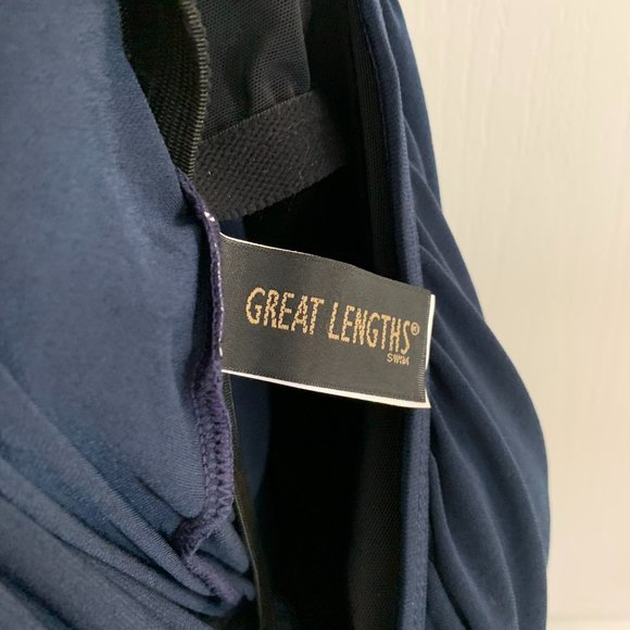 Great Lengths Blouson Romper Swimsuit Tummy Control Long Torso Navy Blue Size 20 - Picture 8 of 9